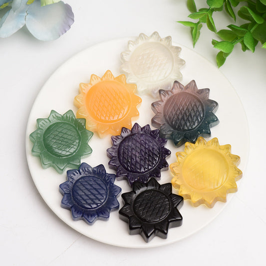 1.3"-1.5" Mixed Crystal Sunflower Carving Bulk Wholesale