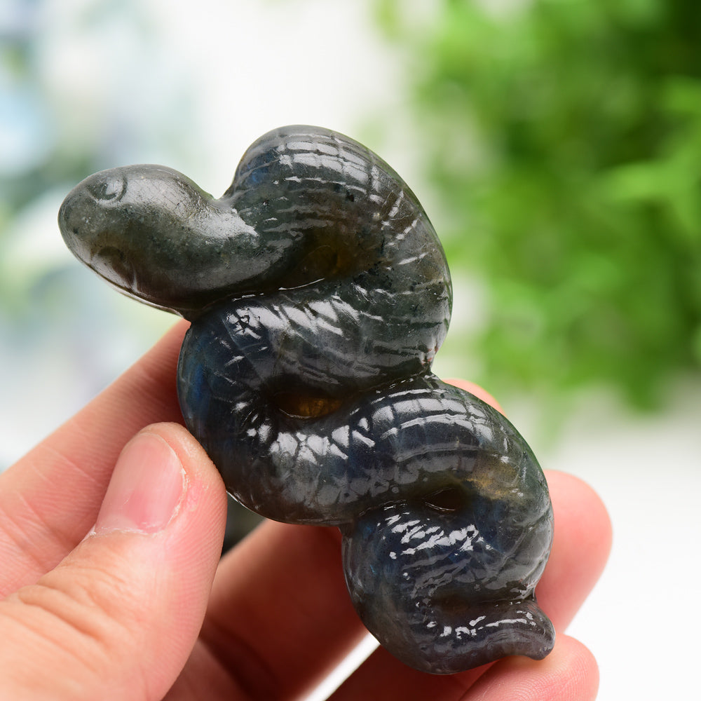 3.3" Labradorite Golden Obsidian Snake Carving Bulk Wholesale