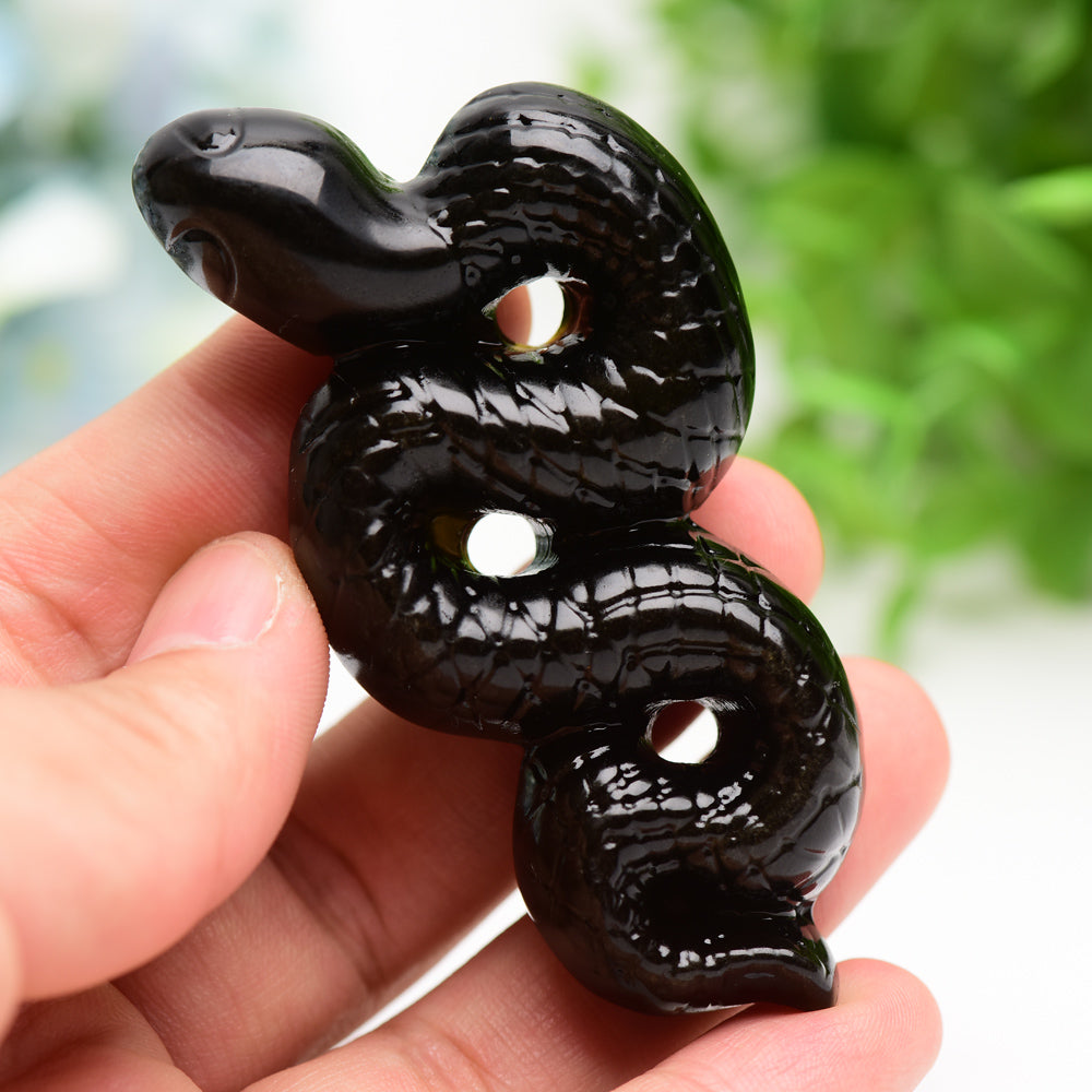 3.3" Labradorite Golden Obsidian Snake Carving Bulk Wholesale