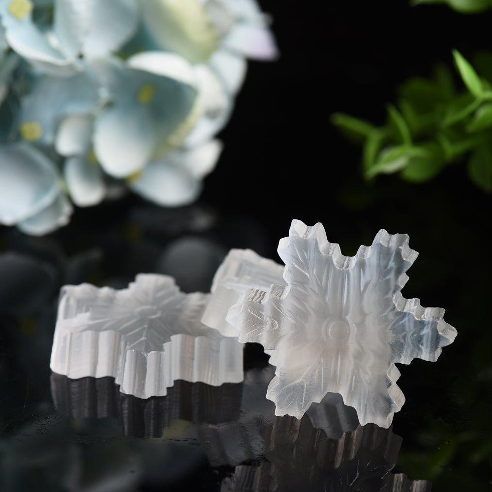 1.8" Selenite Snowflakes Carving Bulk Wholesale