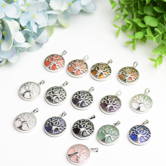 Mixed Crystal Round with Life Tree Decor Pendant Bulk Wholesale