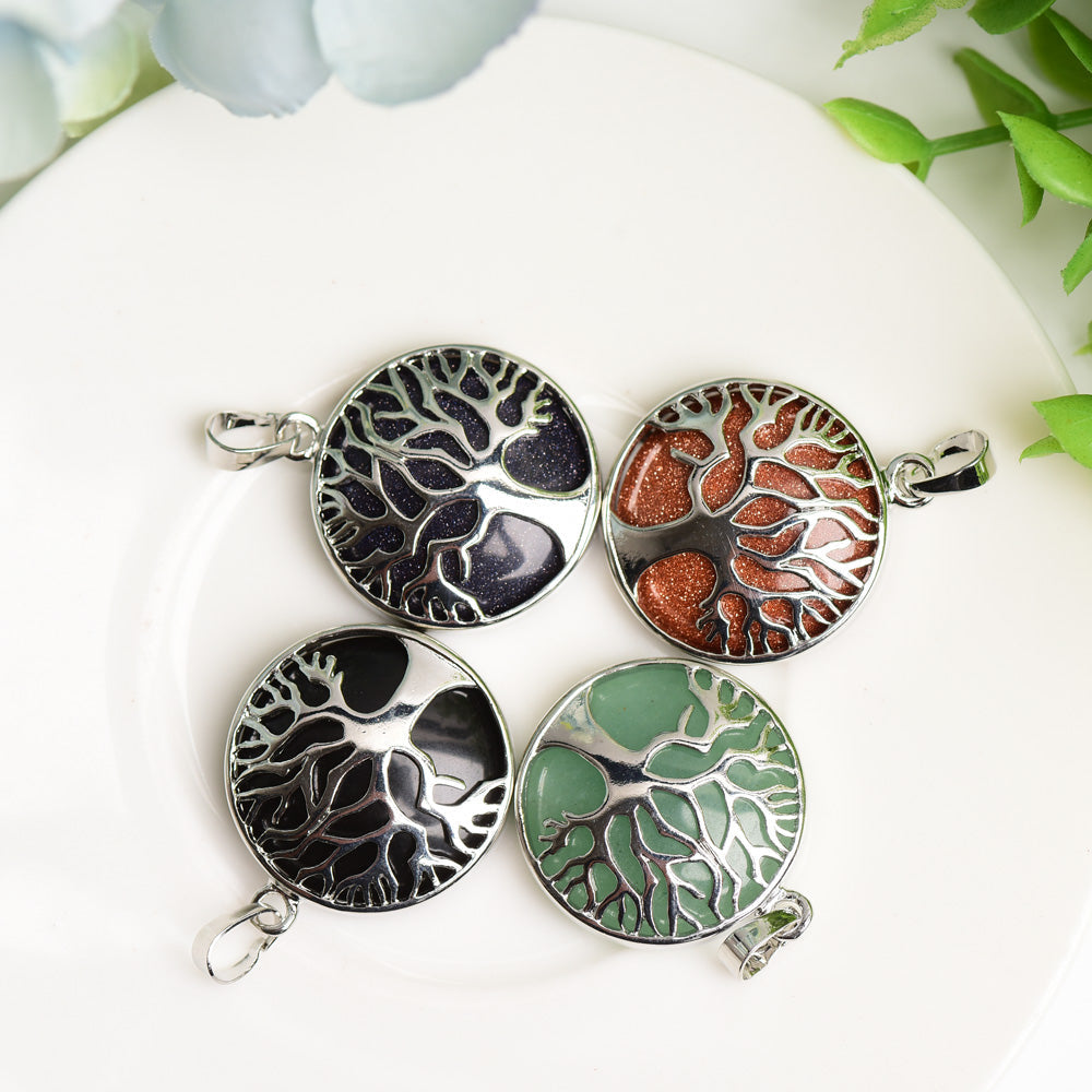 Mixed Crystal Round with Life Tree Decor Pendant Bulk Wholesale