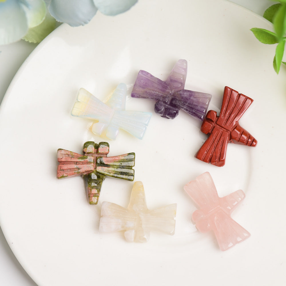 Mixed Crystal Mini Dragonfly Carving Bulk Wholesale