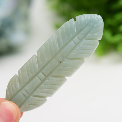 4.0" Fluorite Sky Blue Feather Carving Bulk Wholesale