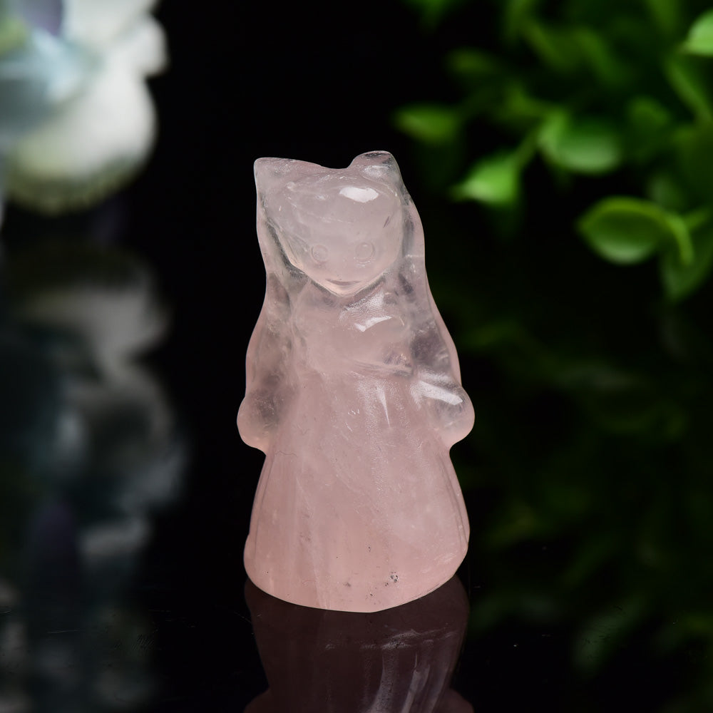 1.9" Rose Quartz Pink Opalite Sailor Moon Carving Bulk Wholesale