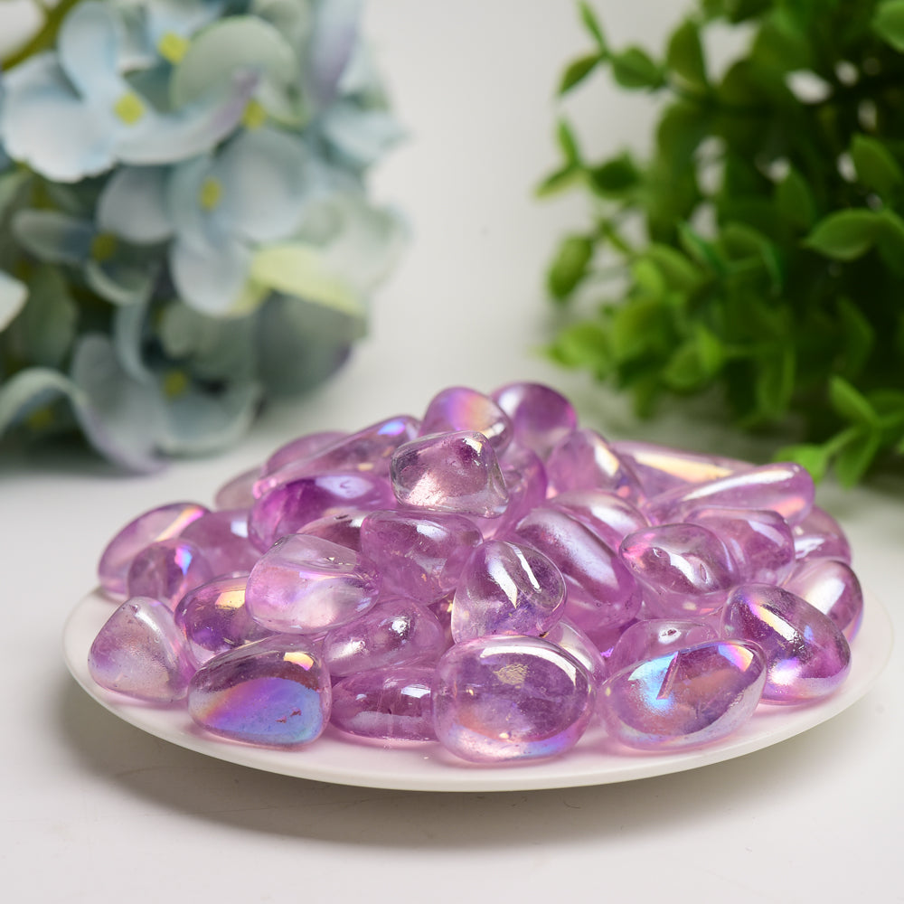 15-30mm Aura Amethyst Crystal Tumbles Bulk Wholesale