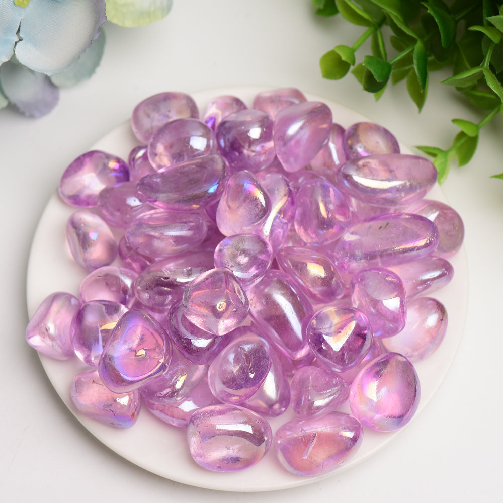 15-30mm Aura Amethyst Crystal Tumbles Bulk Wholesale