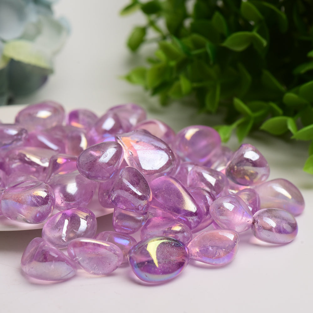 15-30mm Aura Amethyst Crystal Tumbles Bulk Wholesale