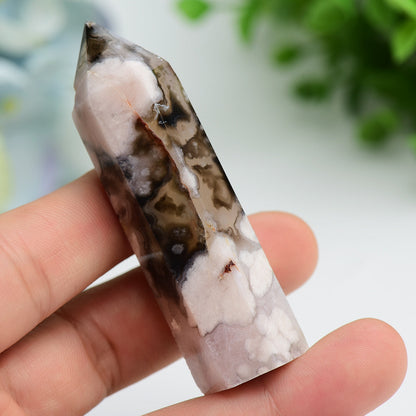 2.5"-4.0" Black Flower Agate Crystal Points Bulk Wholesale