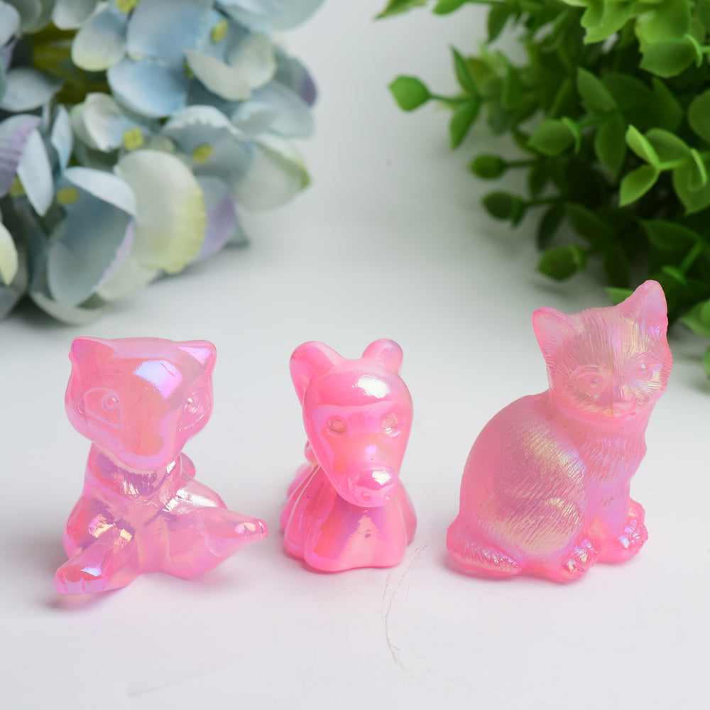 Aura Pink Cartoon Crystal Carvings Bulk Wholesale