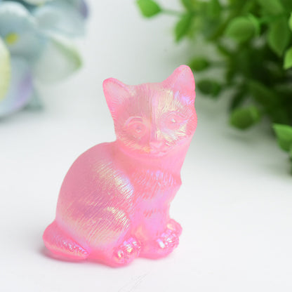 Aura Pink Cartoon Crystal Carvings Bulk Wholesale