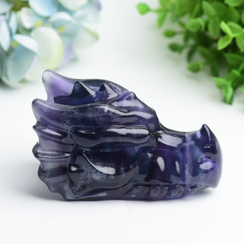 4.0" Fluorite Dragon Head Carving Bulk Wholesale