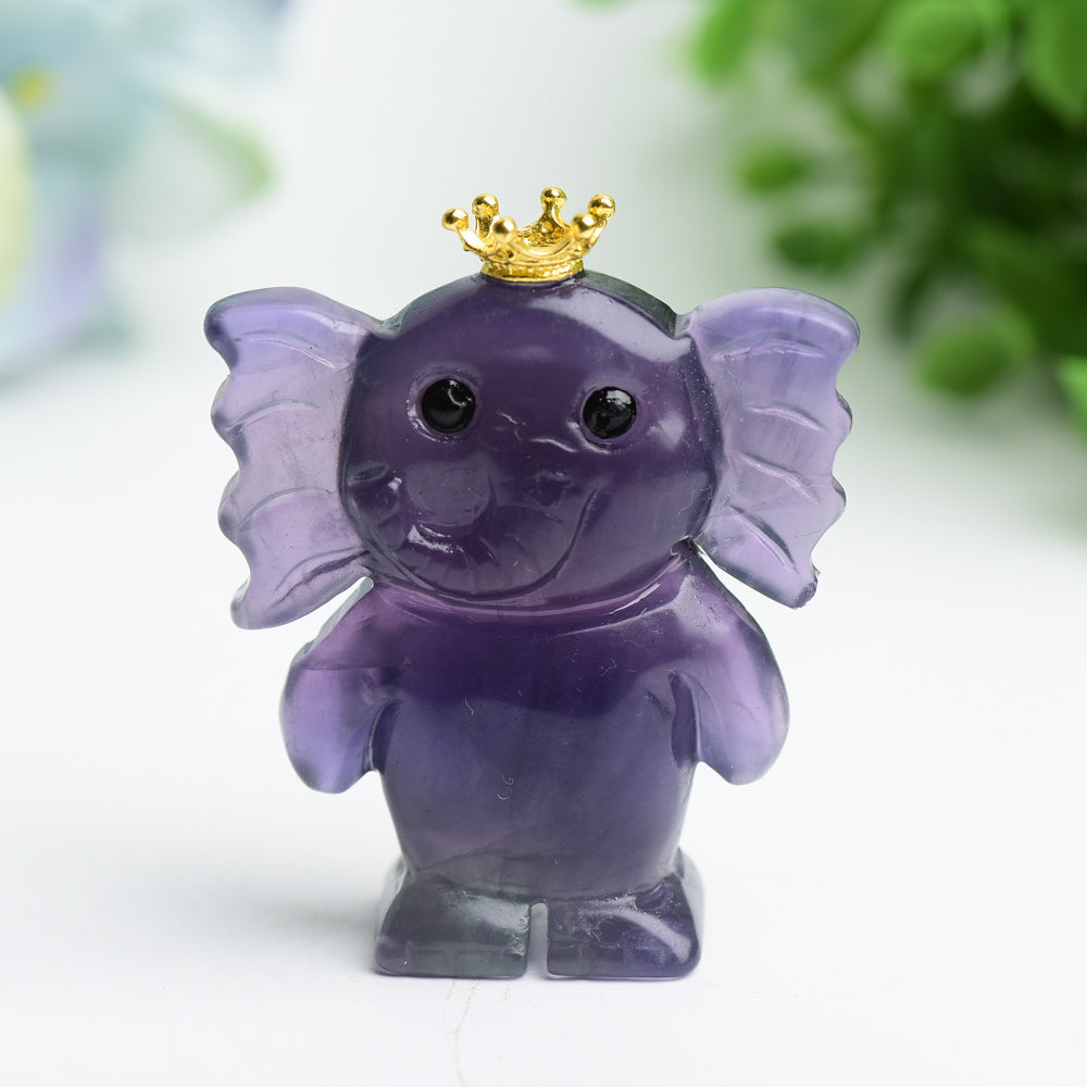 2.5" Fluorite Elephant Crystal Carving Bulk Wholesale