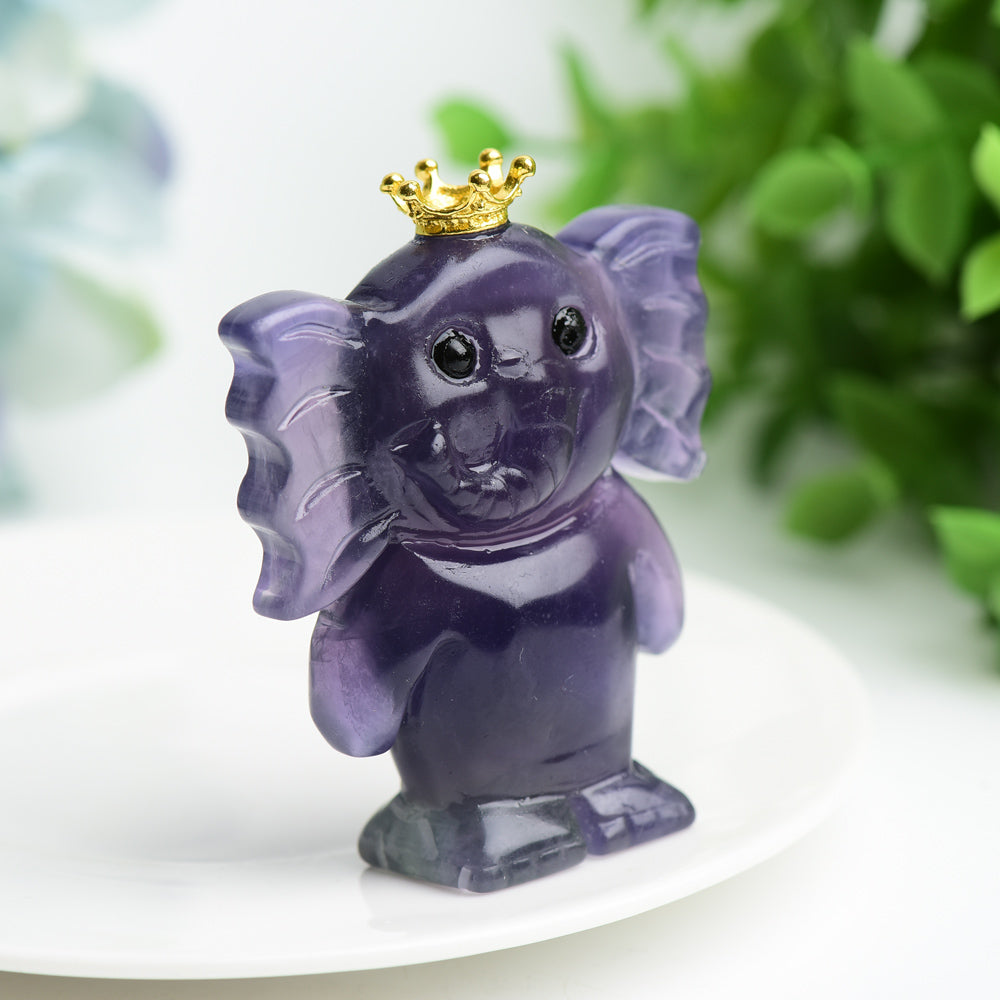 2.5" Fluorite Elephant Crystal Carving Bulk Wholesale