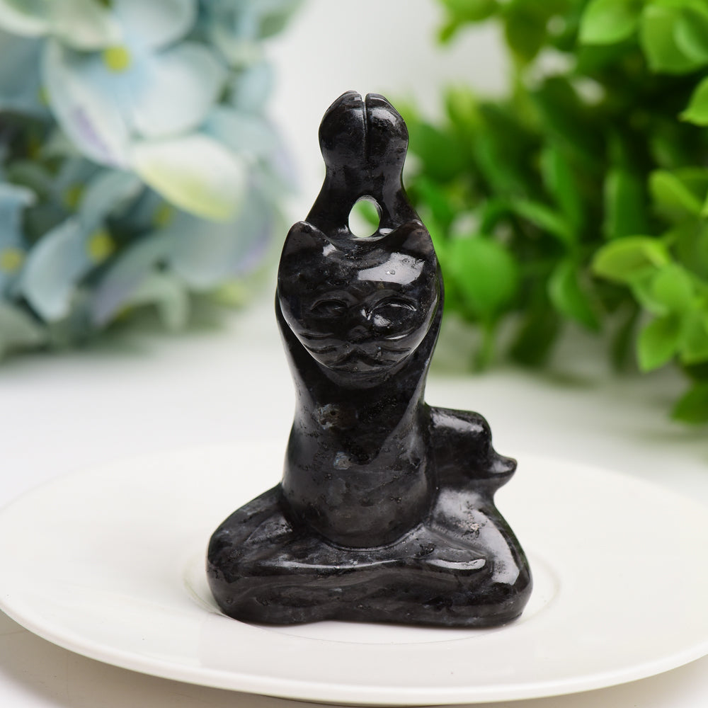 3.0" Mixed Crystal Yoga Cat Crystal Carving Bulk Wholesale