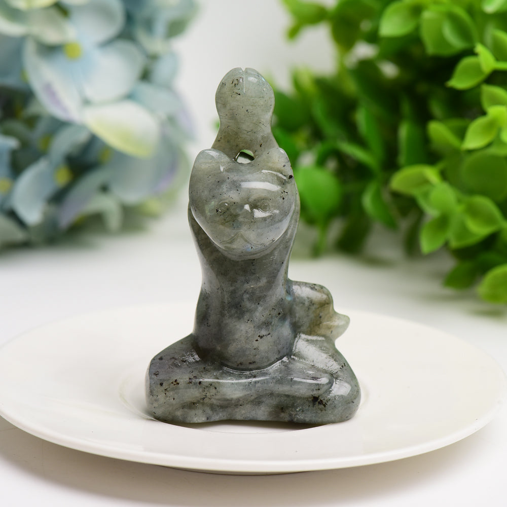 3.0" Mixed Crystal Yoga Cat Crystal Carving Bulk Wholesale