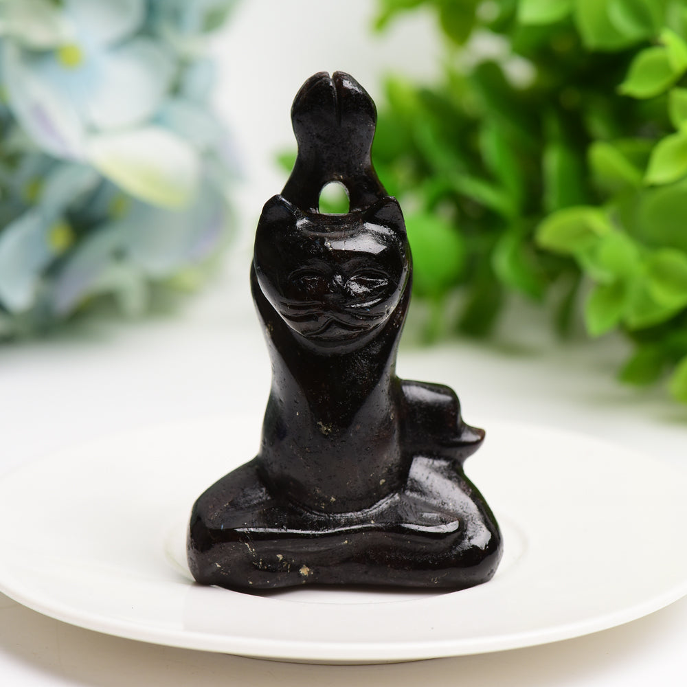 3.0" Mixed Crystal Yoga Cat Crystal Carving Bulk Wholesale