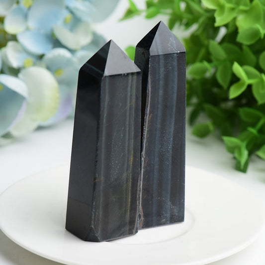 3.3"-4.0" Blue Tiger's Eye Crystal Point Bulk Wholesale