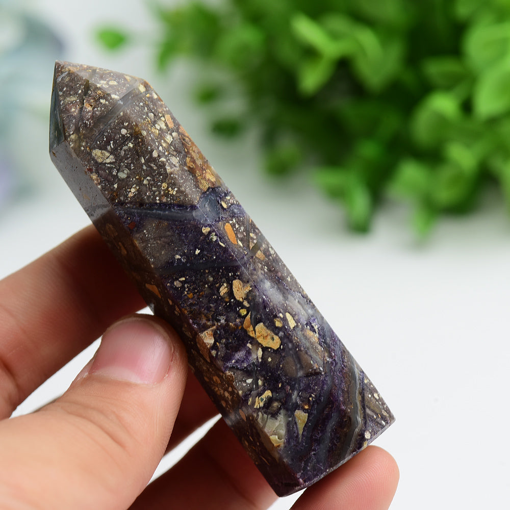 2.5"-4.0" Purple Fluorite Root Crystal Point Bulk Wholesale