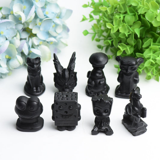 Black Obsidian Cartoon Carvings Bulk Wholesale