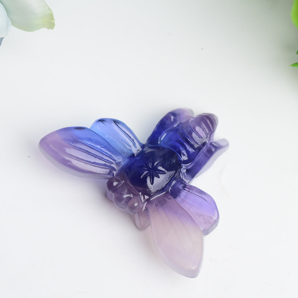 2.7" Purple Fluorite Bee Crystal Carving Bulk Wholesale