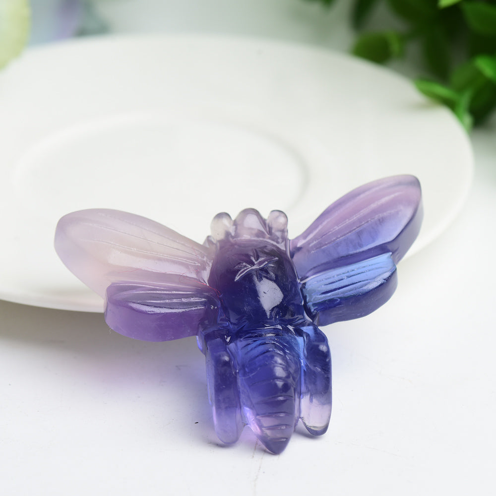 2.7" Purple Fluorite Bee Crystal Carving Bulk Wholesale