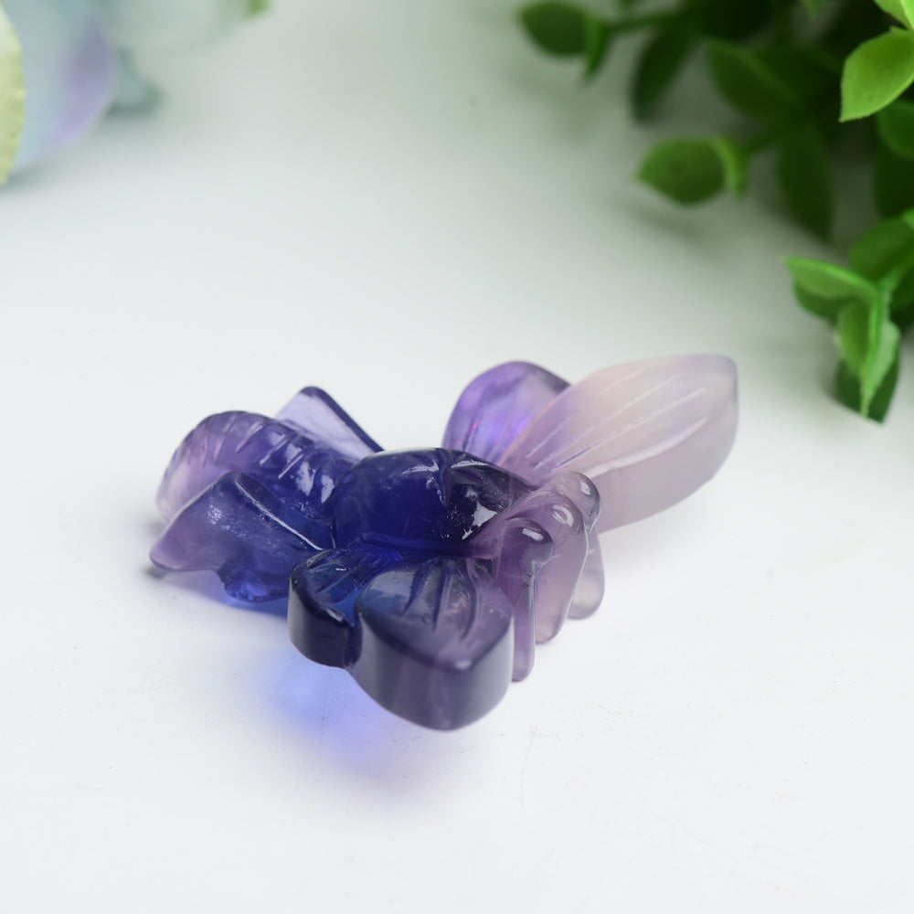 2.7" Purple Fluorite Bee Crystal Carving Bulk Wholesale