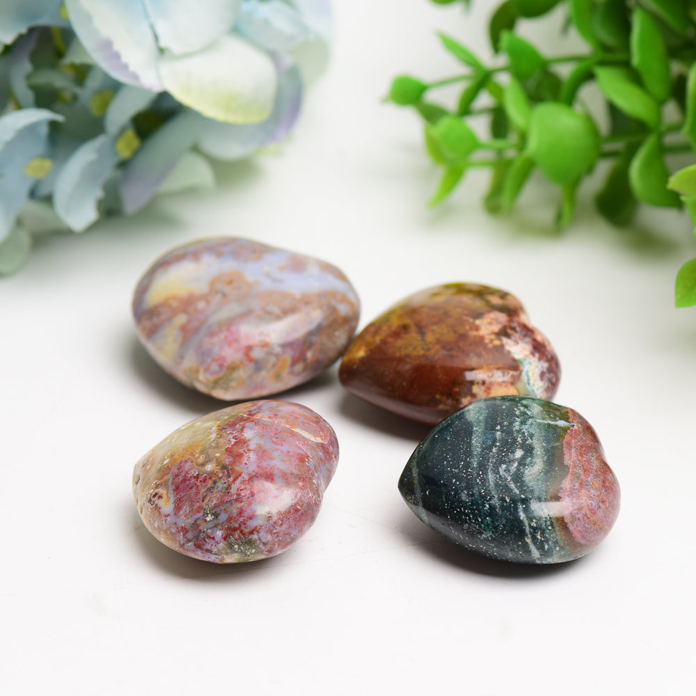 1.6" Ocean Jasper Heart Crystal Carving Bulk Wholesale