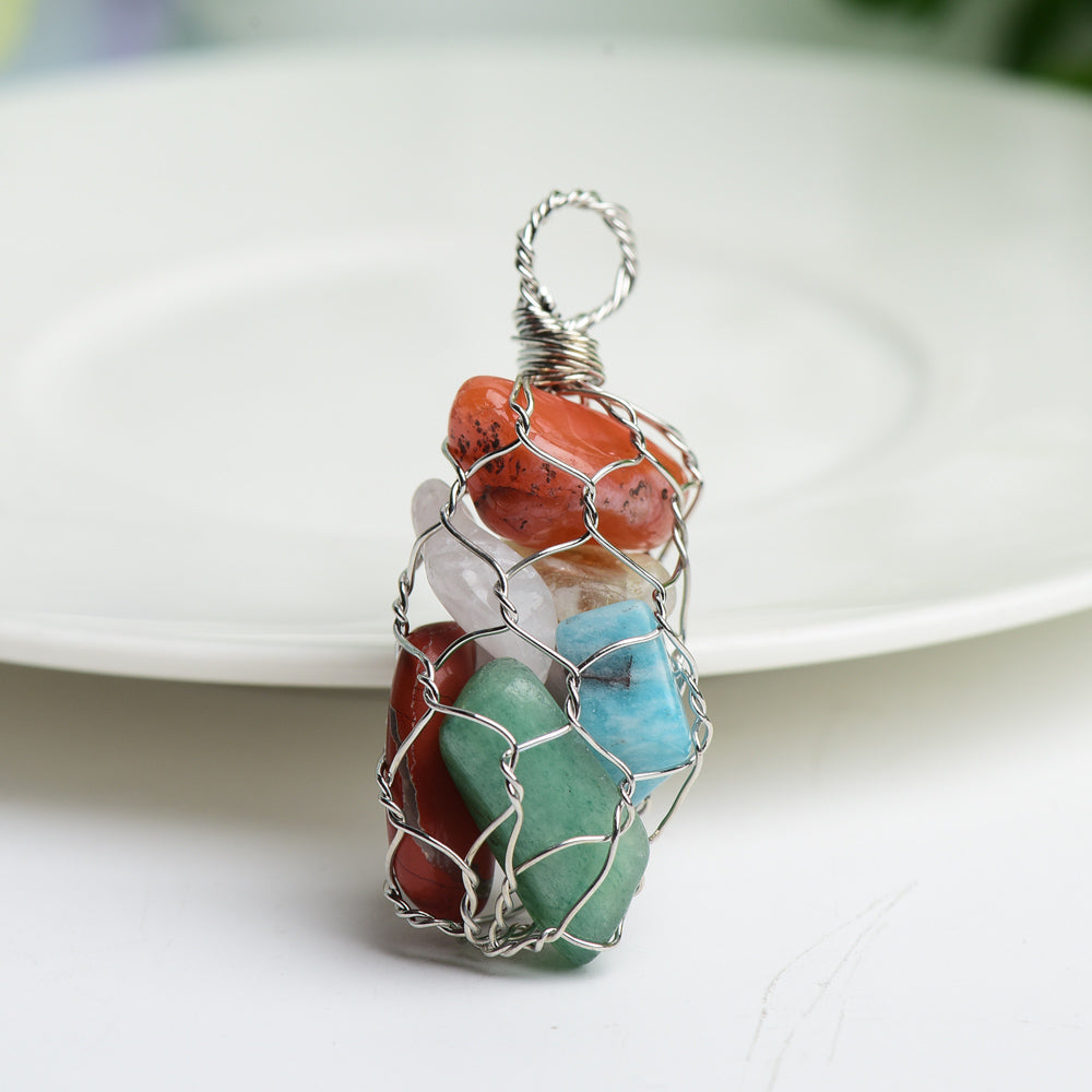 Mixed Crystal Chips Chakra Pendant Bulk Wholesale