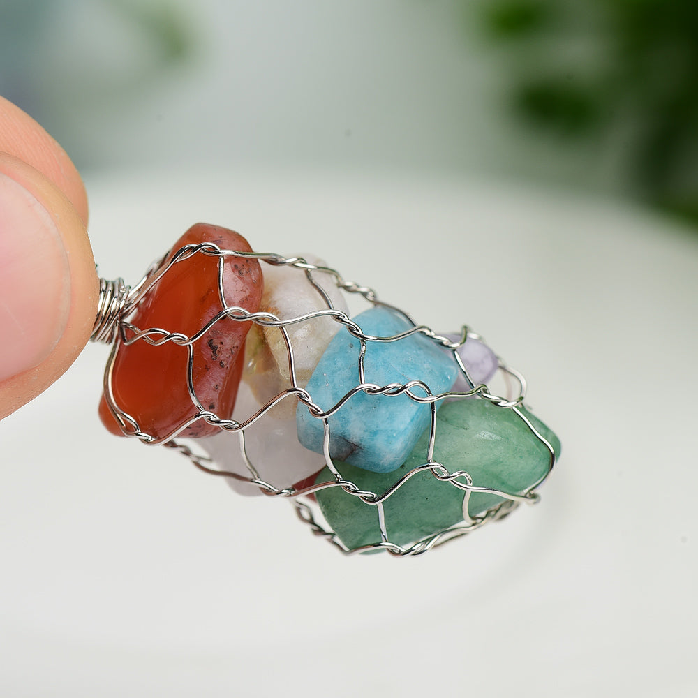 Mixed Crystal Chips Chakra Pendant Bulk Wholesale