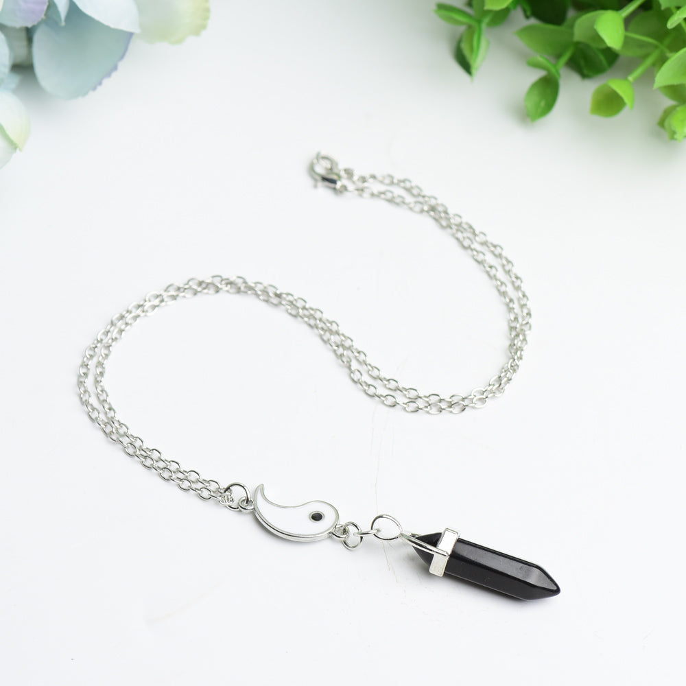 Yin-yang Taichi Design with Silver Chain Crystal Necklace Bulk Wholesale