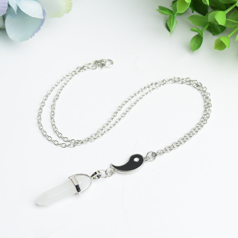 Yin-yang Taichi Design with Silver Chain Crystal Necklace Bulk Wholesale