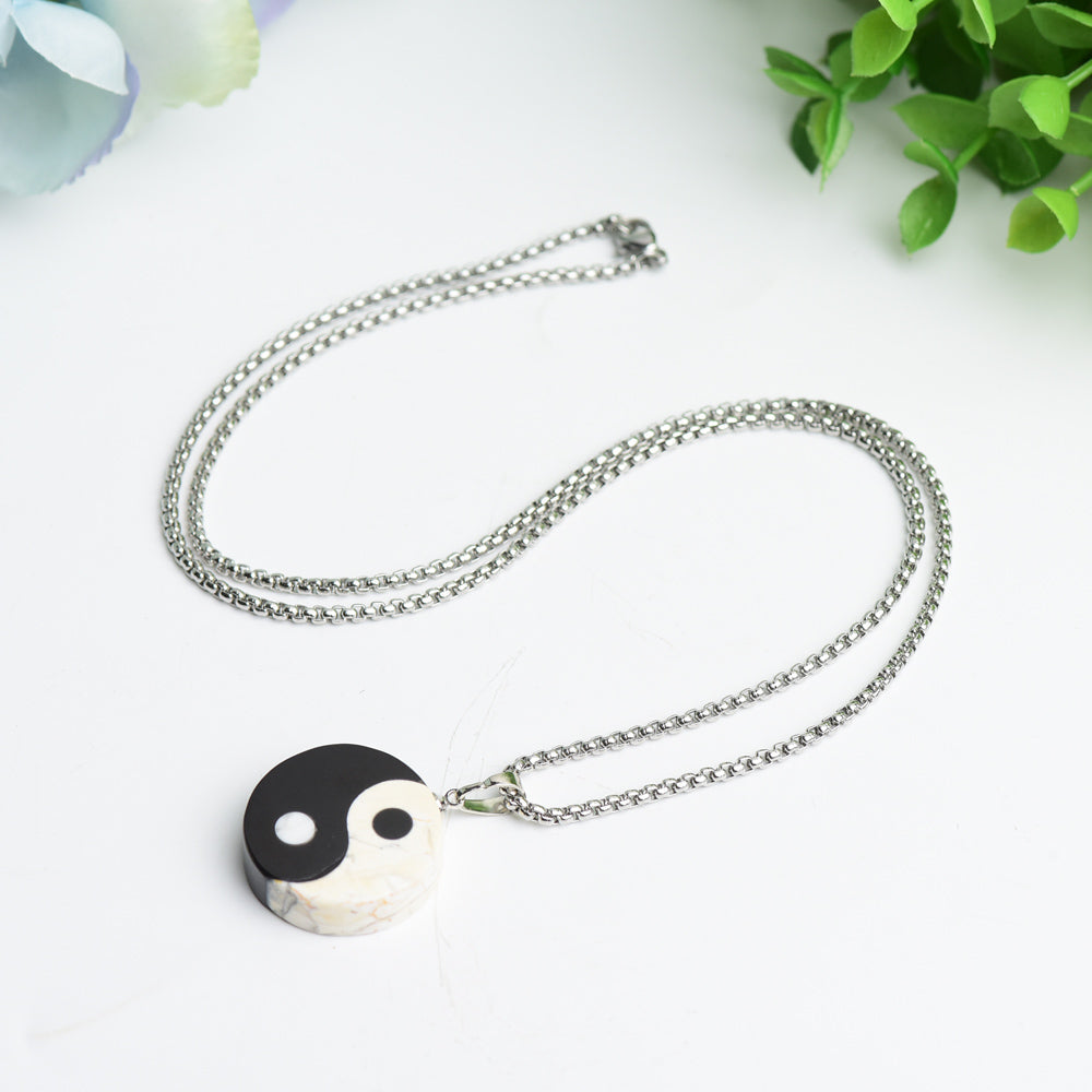 Yin-yang Taichi Design with Silver Chain Crystal Necklace Bulk Wholesale