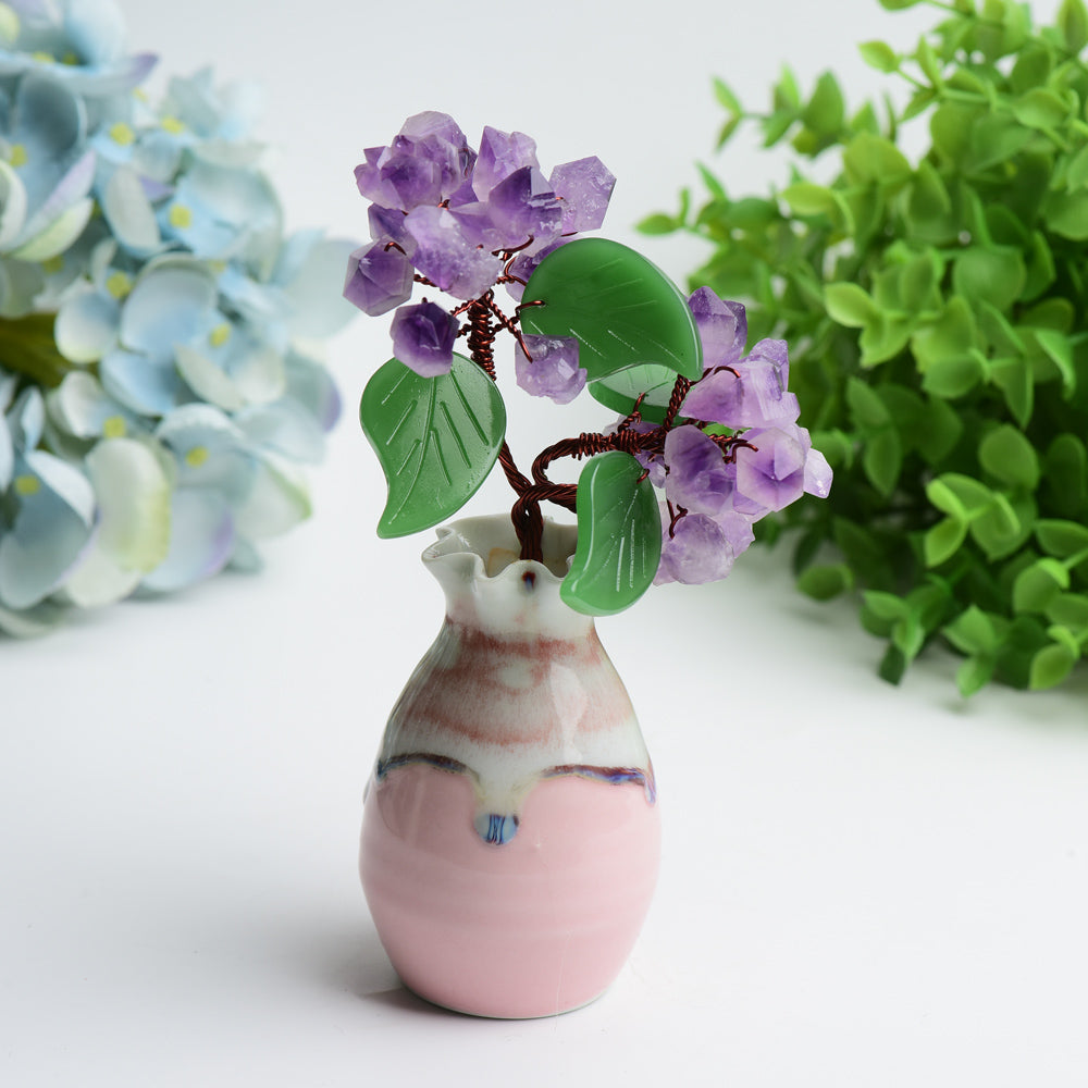 Amethyst Rose Quartz Flower Vase Design Free Form Bulk Wholesale