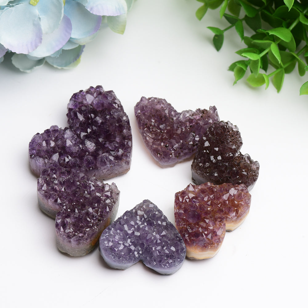 1.2"-2.5" Amethyst Cluster Heart Shape Crystal Carving Bulk Wholesale