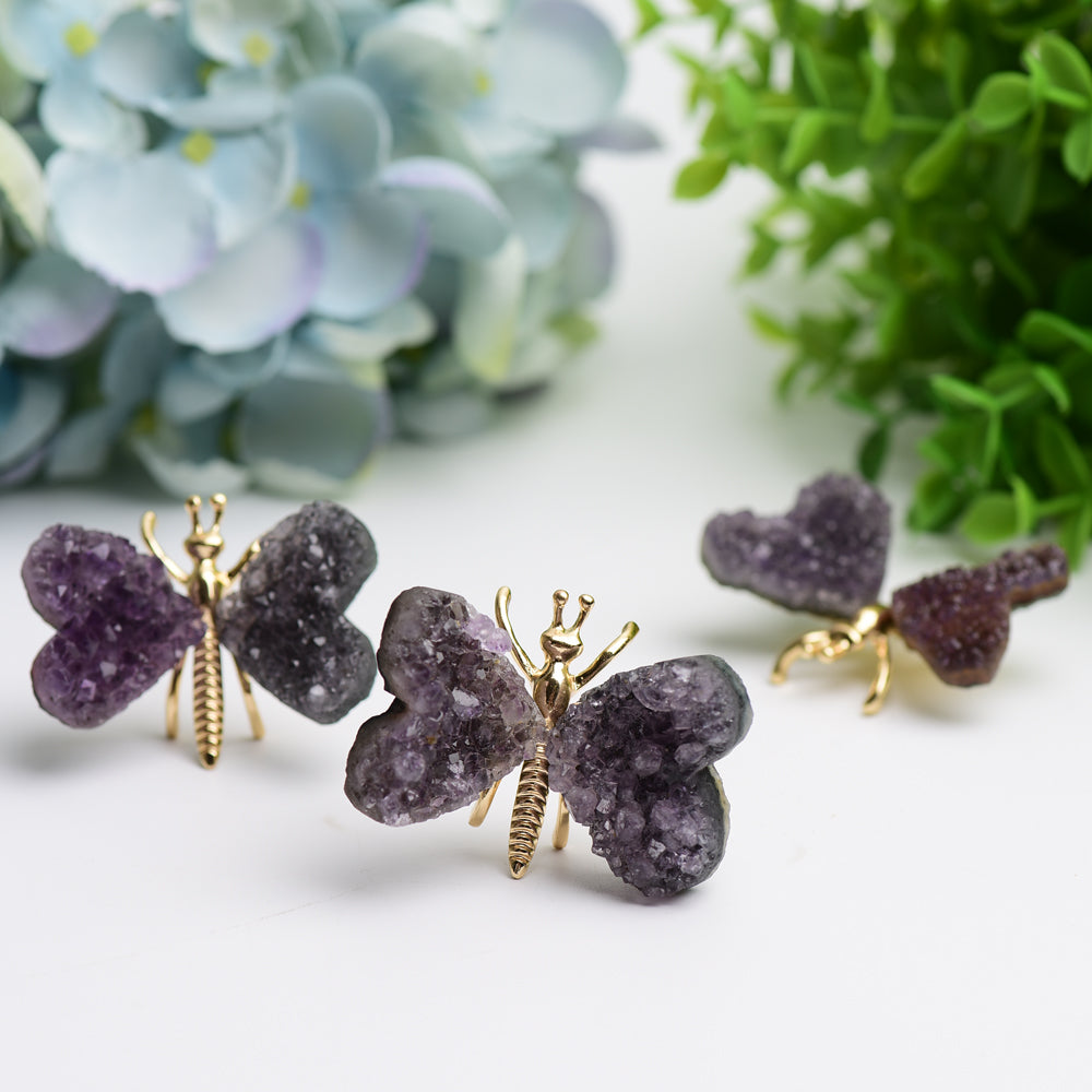 2.1" Amethyst Cluster Butterfly Design Free Form Bulk Wholesale