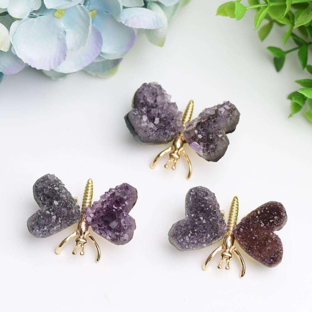 2.1" Amethyst Cluster Butterfly Design Free Form Bulk Wholesale