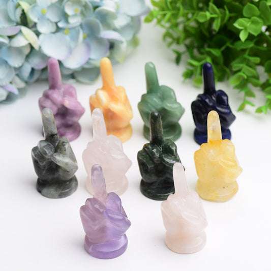 2.7" Mixed Crystal Middle Finger Gesture Crytsal Carving Bulk Wholesale