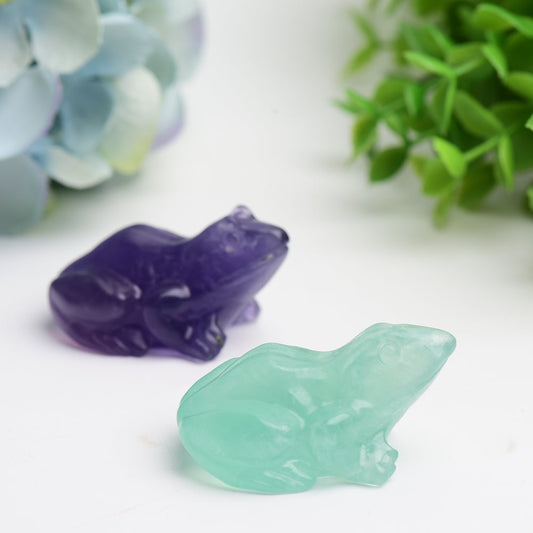 2.0" Fluorite Frog Crystal Carving Bulk Wholesale