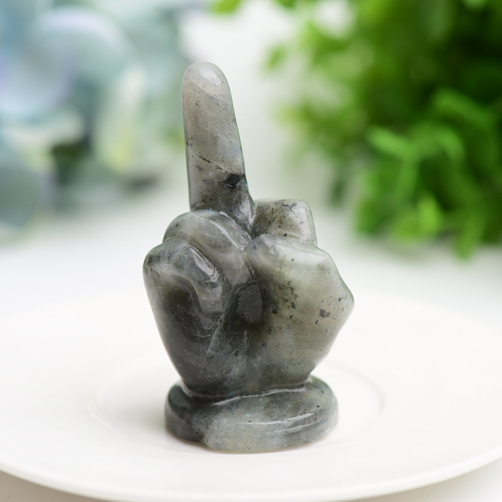 2.7" Mixed Crystal Middle Finger Gesture Crytsal Carving Bulk Wholesale