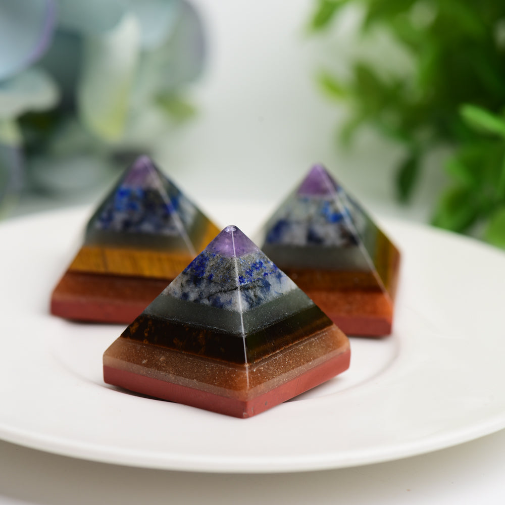 1.0" Chakra Pyramid Crystal Carving Bulk Wholesale