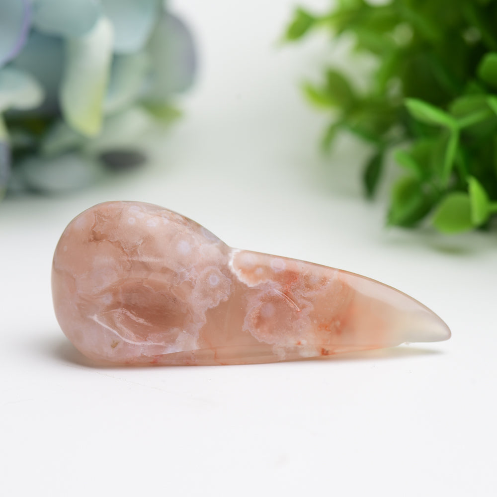 2.7"-3.0" Flower Agate Raven Skull Crystal Carving Bulk Wholesale