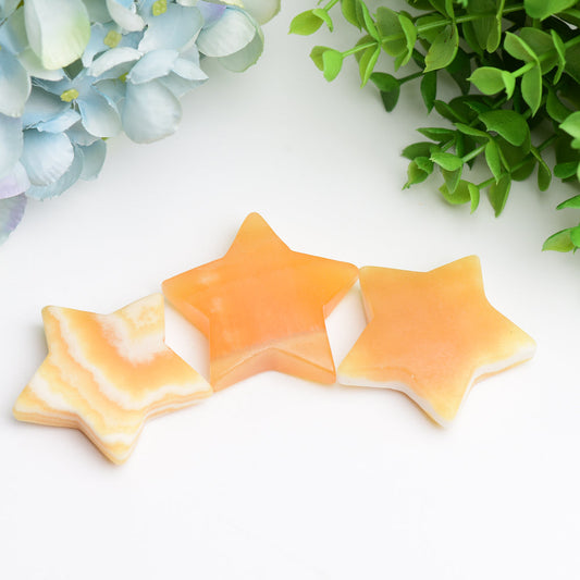 2.2" Orange Calcite Star Crystal Carving Bulk Wholesale