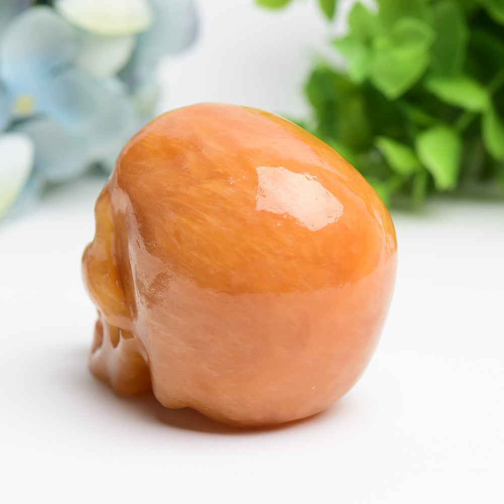 3.2" Orange Calcite Skull Crystal Carving Bulk Wholesale