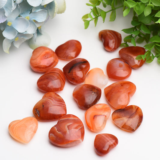 1.2"-1.5" Carnelian Heart Crytsal Carving Palm Stone Bag Bulk WholesaleBest Crystal Wholesalers