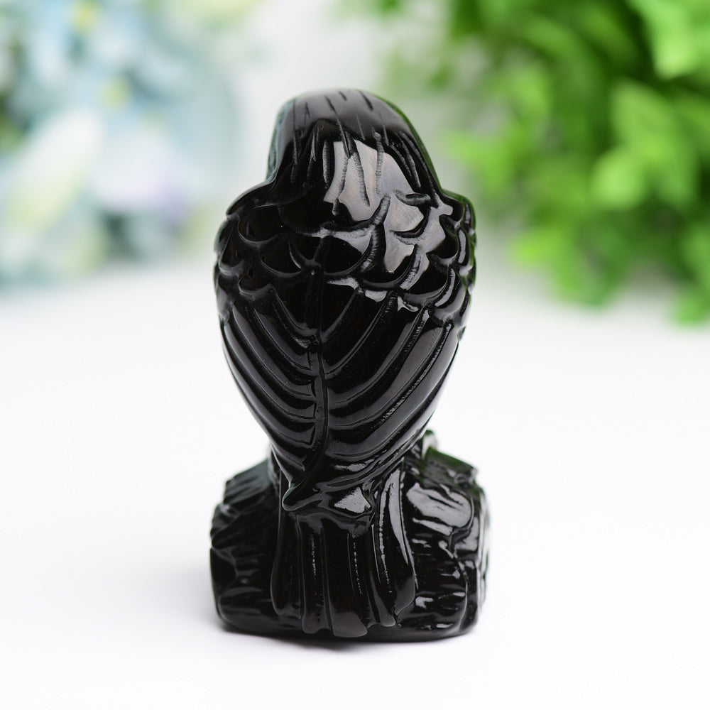 3.3" Black Obsidian Raven Bird Crystal Carving Free Form Bulk WholesaleBest Crystal Wholesalers