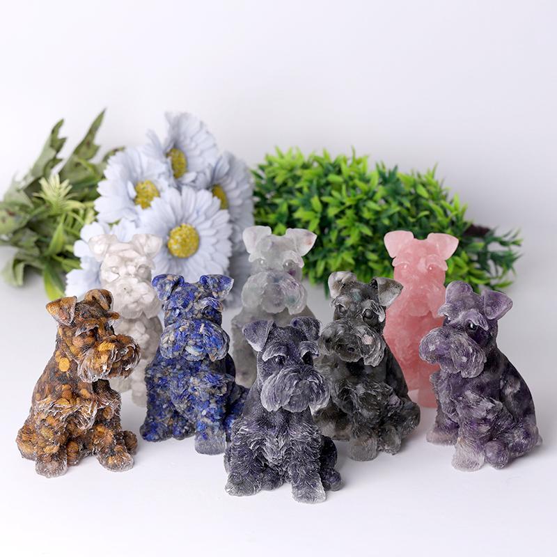 4.2" Crystal Chips Resin Schnauzer Carving for Decoration Best Crystal Wholesalers