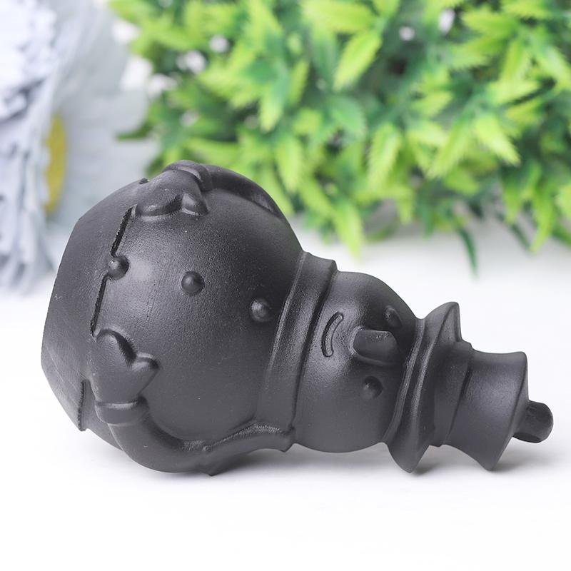 3.7" Black Obsidian Snowman Crystal Carvings Best Crystal Wholesalers