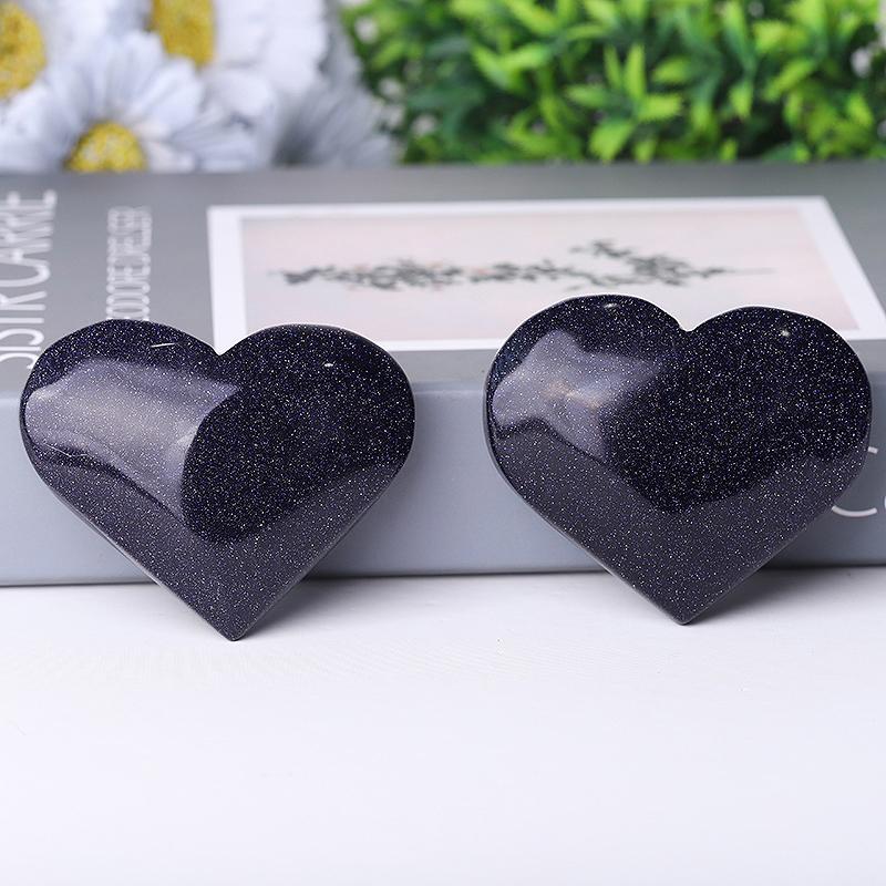 2.5-3.0" Blue Sandstone Heart Shape Crystal Carvings Best Crystal Wholesalers