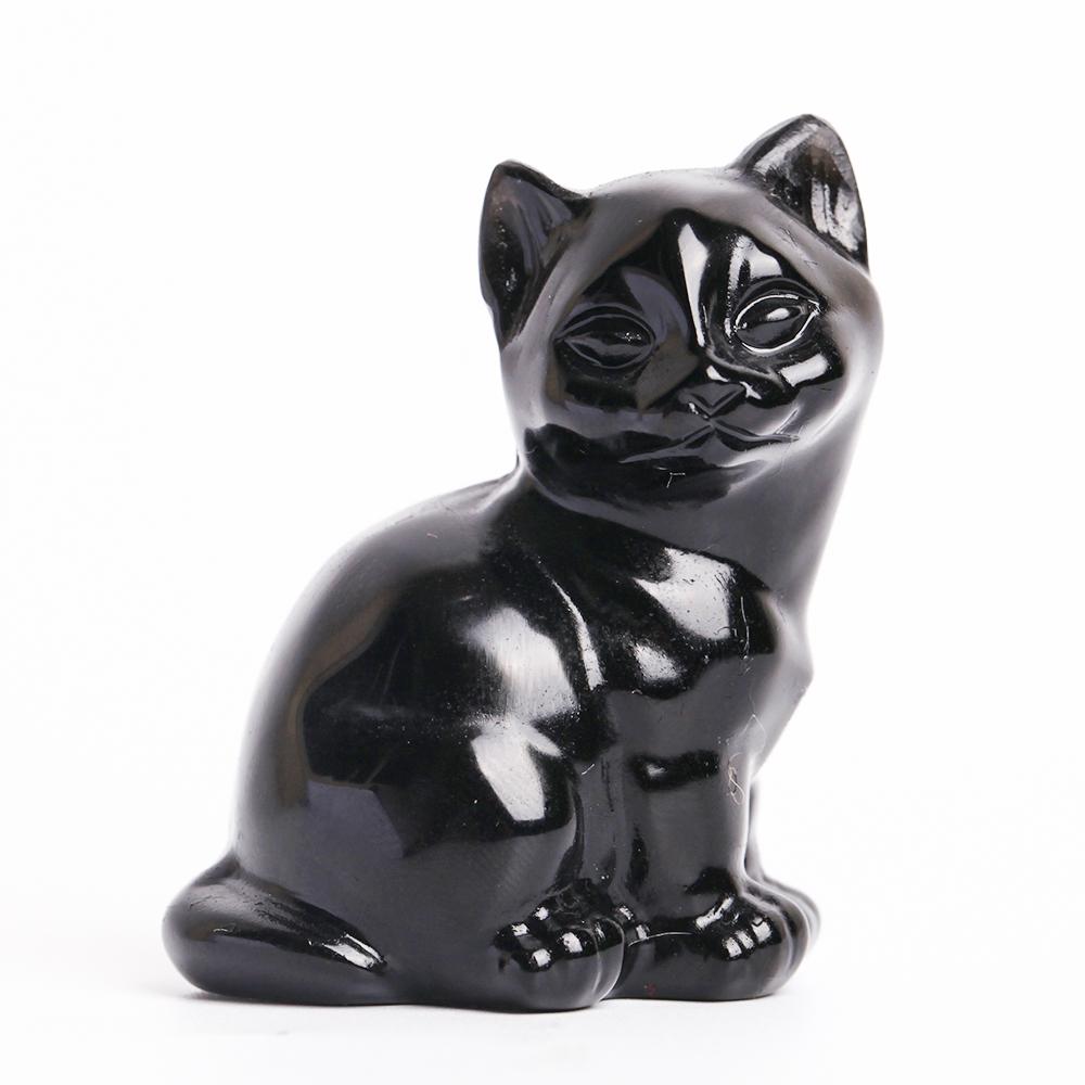 Black Obsidian Crystal Carving Animal BulkCat Best Crystal Wholesalers